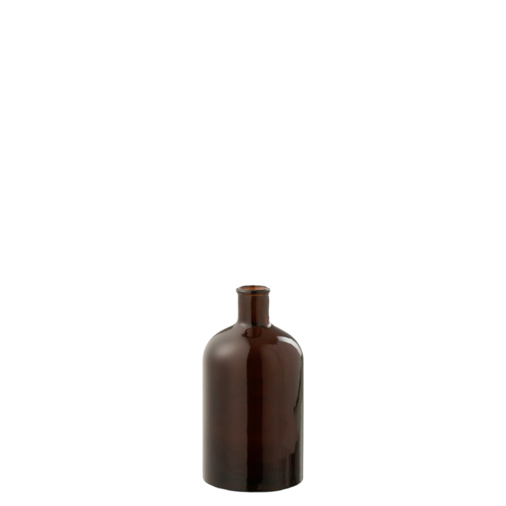 J-Line βάζο μπουκάλι γυάλινο Don καφέ S 14cm