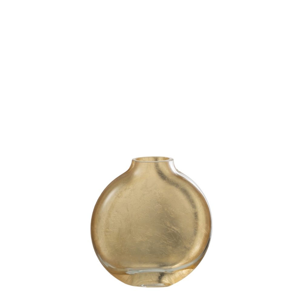 J-Line βάζο γυάλινο flat στρογγυλό Mila χρυσό S 15,5cm