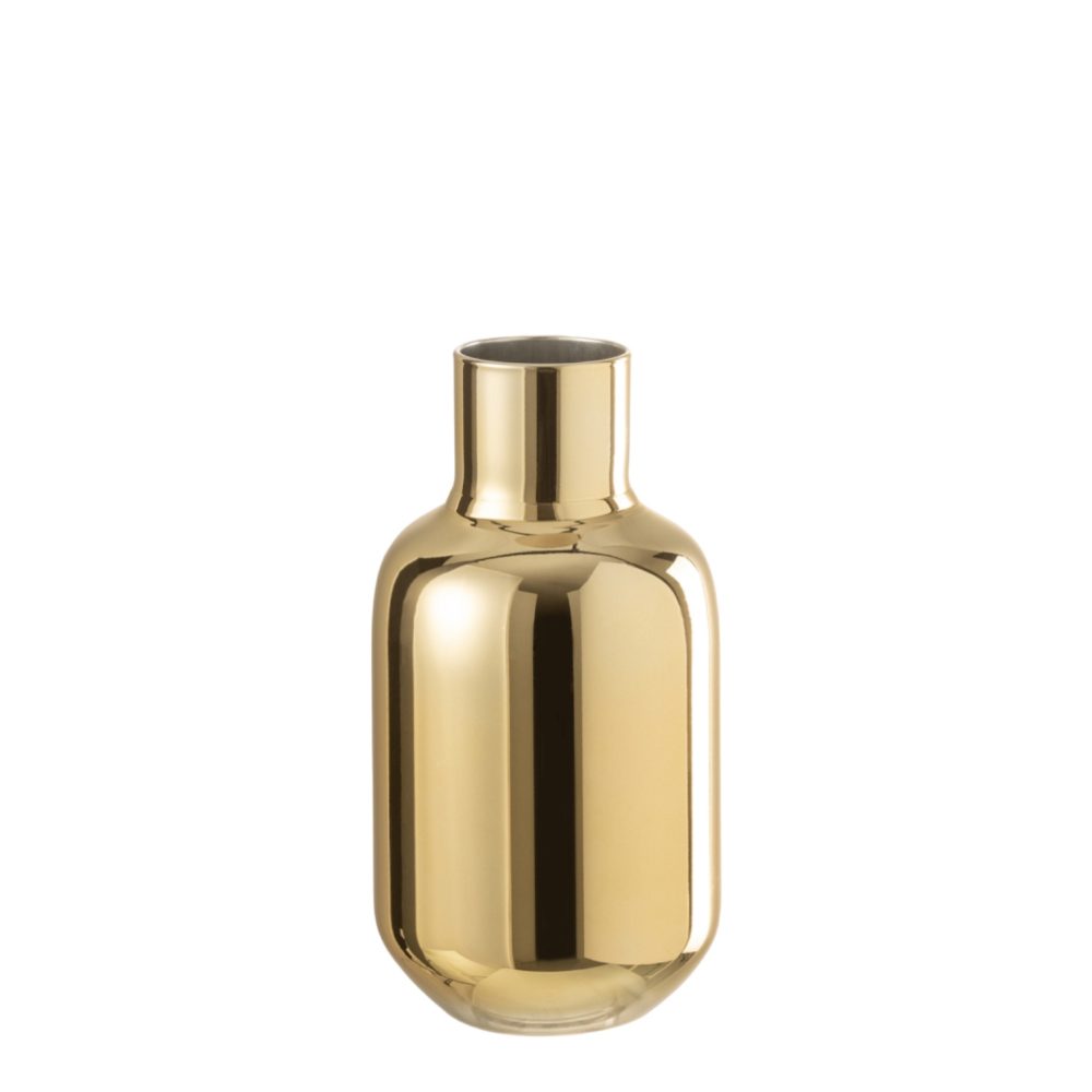 J-Line βάζο γυάλινο μπουκάλι καθρέφτης Remi χρυσό S 23,5cm